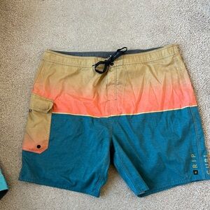 Rip Curl Men's Gradient Swim Shorts - Orange, Tan, Blue